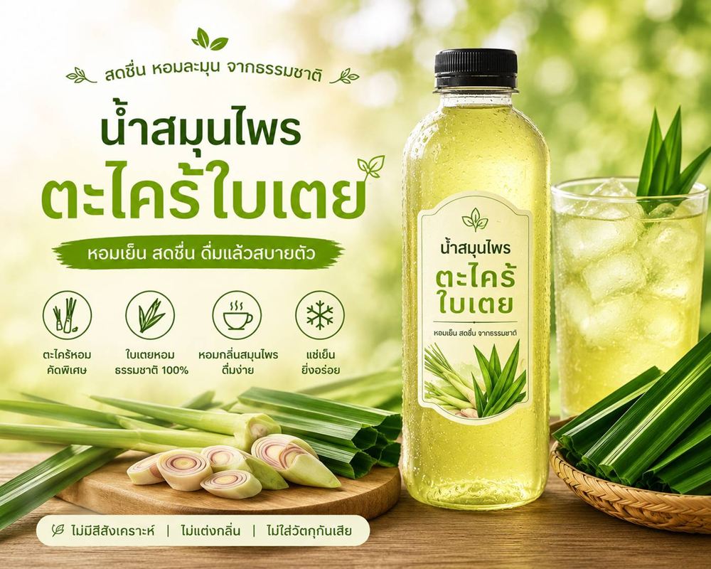 น้ำตะไคร้ใบเตย ขายส่ง 250 ml