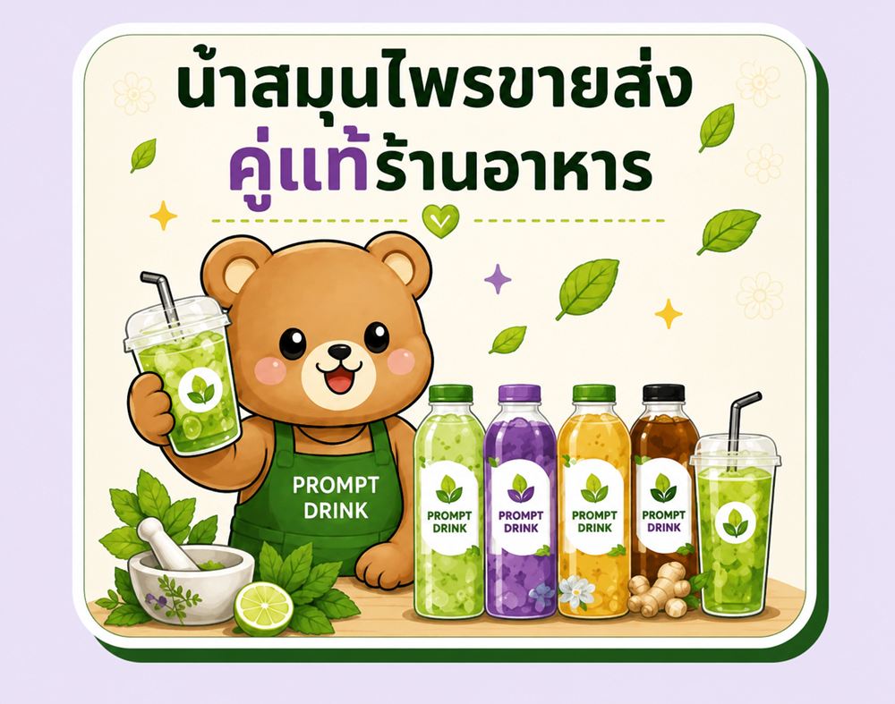 น้องพร้อม มาสคอต น้ำสมุนไพรขายส่ง คู่แท้ร้านอาหาร
