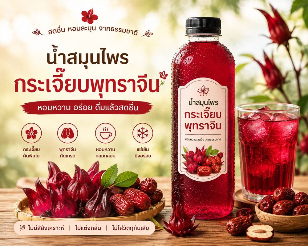 น้ำกระเจี๊ยบพุทราจีน ขายส่ง 250 ml