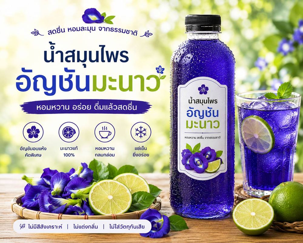 น้ำอัญชันมะนาว ขายส่ง 250 ml
